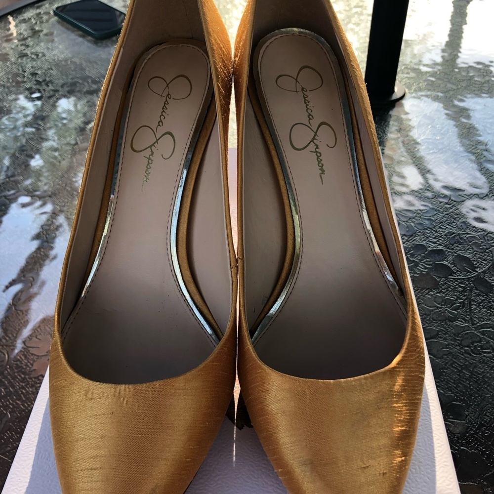 Jessica Simpson gold heels